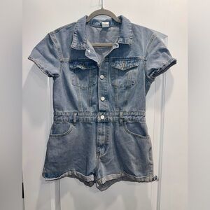 Denim Romper short sleeve with pockets size XL